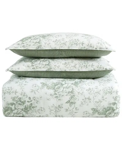 Laura Ashley Toile Delight Reversible 7-pc. Comforter Set, Full/queen In Mist Green