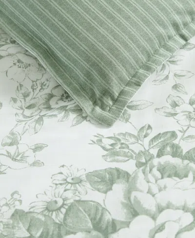 Laura Ashley Toile Delight Reversible 7-pc. Comforter Set, Full/queen In Mist Green