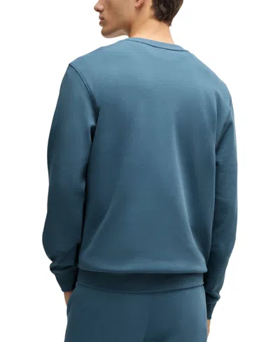 Hugo Boss Cotton-terry Relaxed-fit Sweatshirt With Logo Patch In Open Blue