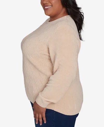 Alfred Dunner Plus Size Classic Chenille Pullover Sweater In Latte