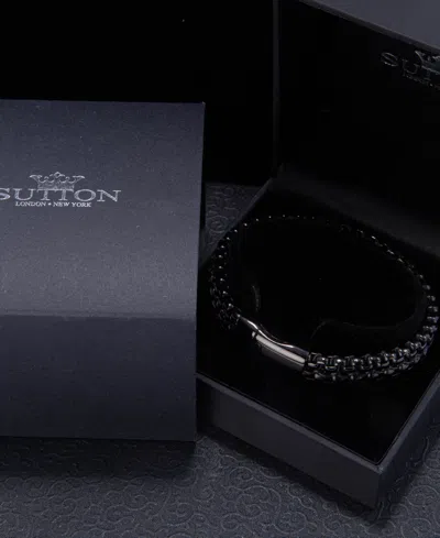 Rhona Sutton Black Rolo Chain With Black Wax Cord Stainless Steel Bracelet In Black
