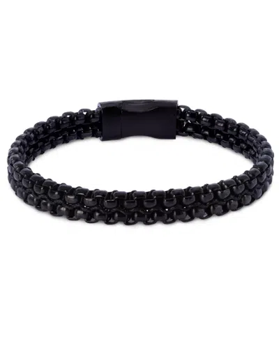 Rhona Sutton Black Rolo Chain With Black Wax Cord Stainless Steel Bracelet In Black
