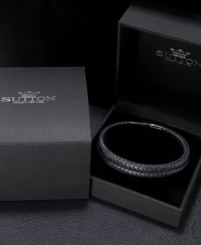 Rhona Sutton Double Summit Leather Stainless Steel Bracelet In Black