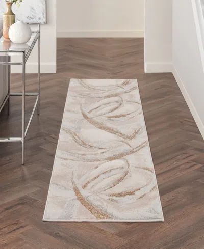 Inspire Me! Home Decor Brushstrokes Bsk01 2'2"x7'6" Runner Area Rug In Beige,gray