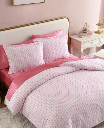 Betsey Johnson Wonderland Stripe Reversible 3-pc. Duvet Cover Set, Full/queen In Hot Pink
