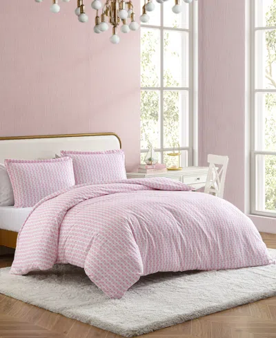 Betsey Johnson Wonderland Stripe Reversible 3-pc. Duvet Cover Set, Full/queen In Hot Pink