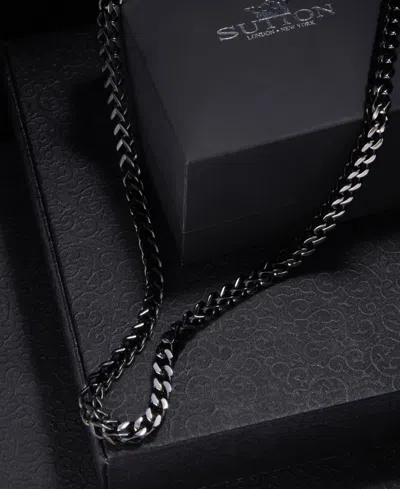 Rhona Sutton Black Silver Box Chain Stainless Steel Necklace In Black