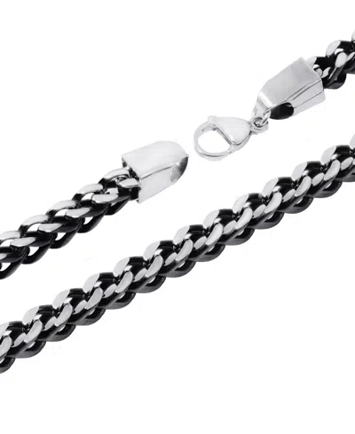 Rhona Sutton Black Silver Box Chain Stainless Steel Necklace In Black