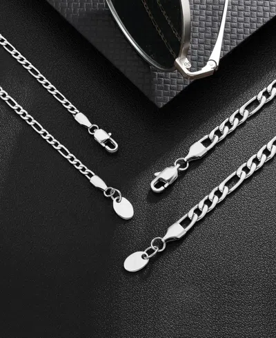 Rhona Sutton Stainless Steel 3mm Figaro Chain Necklace In Silver