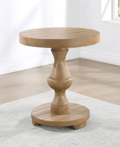 MACY'S DORY 22" WOOD ROUND END TABLE 