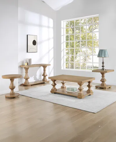 Macy's Dory 22" Wood Round End Table In Sandy Oak