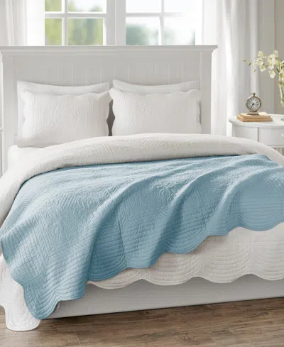 Madison Park Tuscany Scalloped-edge Throw, 60" X 72" In Blue