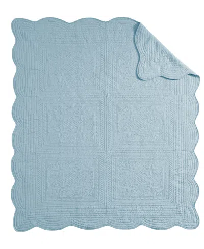 Madison Park Tuscany Scalloped-edge Throw, 60" X 72" In Blue