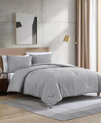 Kenneth Cole New York Serenity Wavy Lines Embossed 3-pc. Comforter Set, King In Pewter