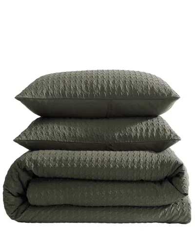 Kenneth Cole New York Houndstooth Embossed 3-pc. Comforter Set, Full/queen In Forest Green