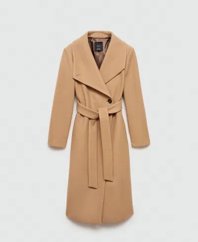 Mango Women's Belted Manteco Wool Coat In Medium Brown