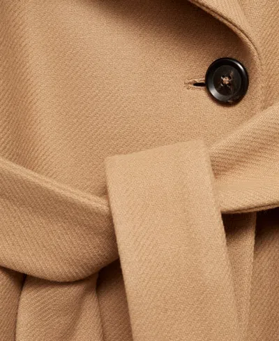 Mango Women's Belted Manteco Wool Coat In Medium Brown