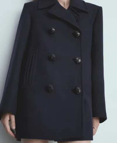 Mango Women's Double-breasted Wool Coat In Dark Navy