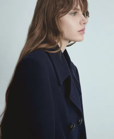 Mango Women's Double-breasted Wool Coat In Dark Navy