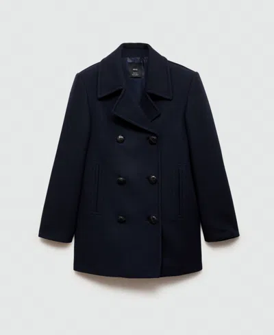 Mango Women's Double-breasted Wool Coat In Dark Navy