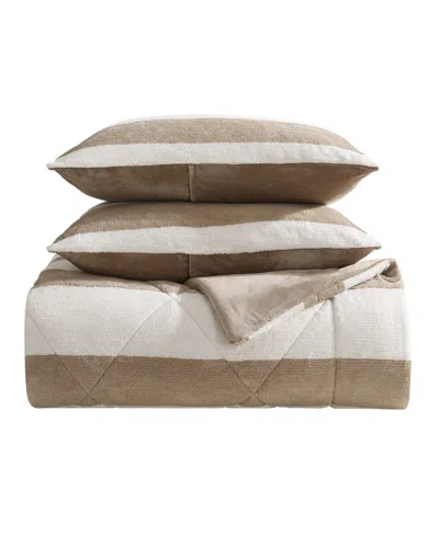 Nautica Lawndale Twill Plush Comforter Set In Almond,camel