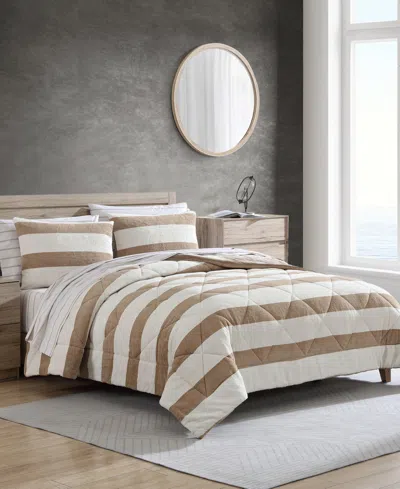 Nautica Lawndale Twill Plush Comforter Set In Almond,camel