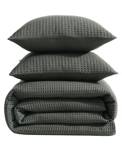 Kenneth Cole New York Solid Waffle 3-pc. Duvet Cover Set, King In Forest Green