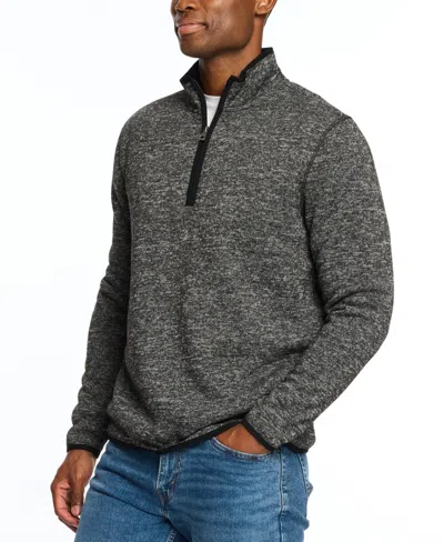 Weatherproof Vintage Men's Fleece Quarter Zip Sweater With Sherpa In Meteorite