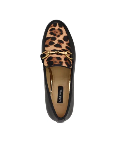 Shop Nine West Women's Brayci Slip-on Round Toe Dress Loafers In Black,leopard
