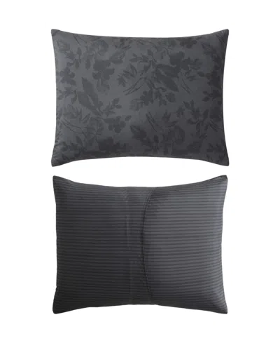 Kenneth Cole New York Silhouette Floral 4-pc. Comforter Set, Full/queen In Black