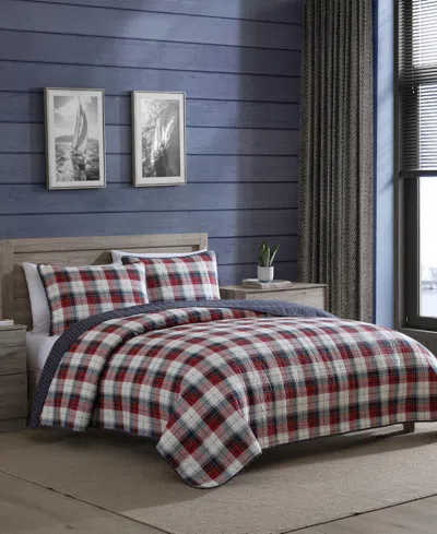 Nautica Rosedale Reversible 2 Piece Quilt Set, Twin In Red Sail,navy
