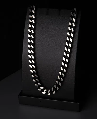Rhona Sutton Black Silver Curb Chain Stainless Steel Necklace In Silver