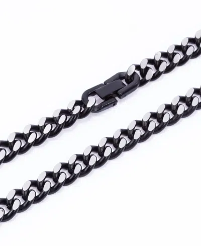 Rhona Sutton Black Silver Curb Chain Stainless Steel Necklace In Silver