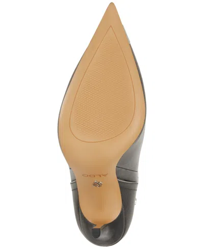 Aldo Nilita Heeled Ankle Boot In Pewter With Metal Toe Cap-silver In Pewter Metallic