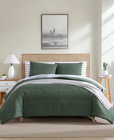 Nautica Point Harbor Embossed 3- Pc. Comforter Set, Full/queen In Fern Green