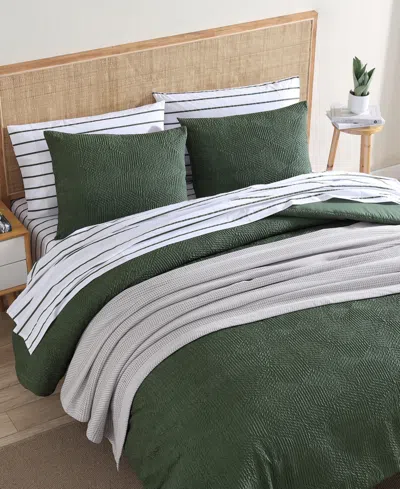 Nautica Point Harbor Embossed 3- Pc. Comforter Set, King In Fern Green
