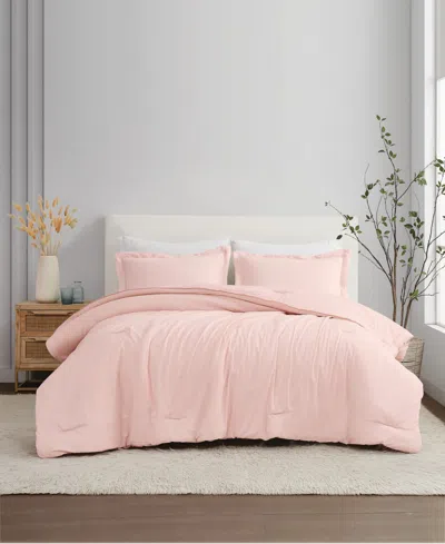 Brooklyn Loom Solid Linen 3pc Comforter Set In Blush