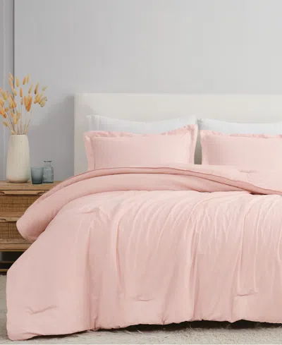 Brooklyn Loom Solid Linen 3pc Comforter Set In Blush