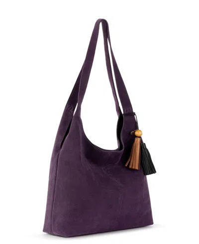 The Sak Huntley Leather Hobo Bag In Aubergine Suede