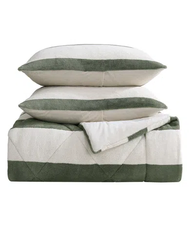 Nautica Lawndale Twill Plush 3-pc. Comforter Set, Full/queen In Almond,fern Green