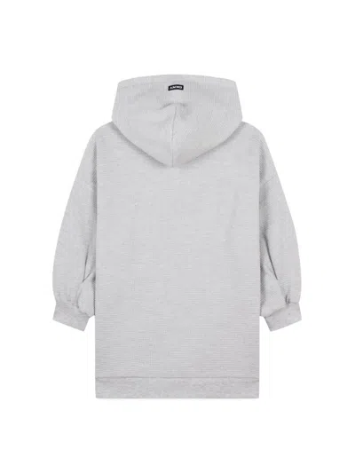 Dkny Logo-embroidered Hooded Dress In Grey