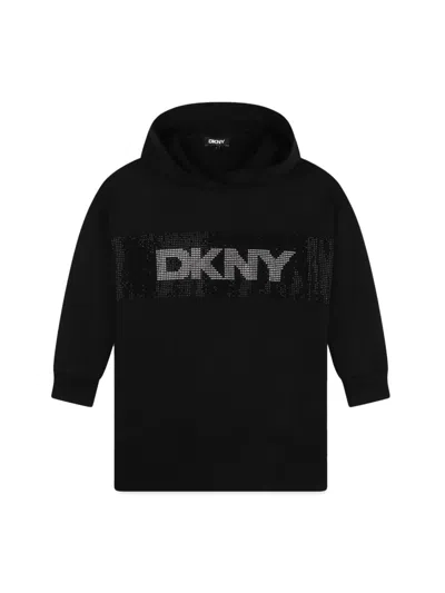 Dkny Hooded Long-sleeve Dress In Black