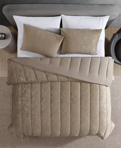 Kenneth Cole New York Banks Velvet 3-pc. Comforter Set, Full/queen In Mink Brown