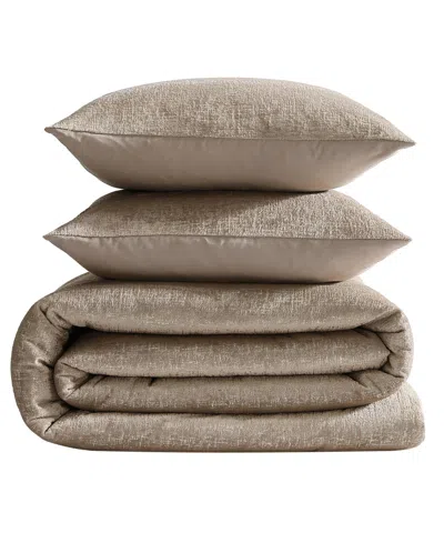 Kenneth Cole New York Banks Velvet 3-pc. Comforter Set, Full/queen In Mink Brown