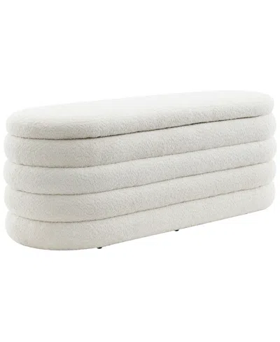 Abbyson Living 19" Wood Cleo Storage Bench Ottoman In Ivory