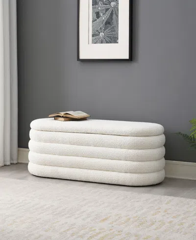 Abbyson Living 19" Wood Cleo Storage Bench Ottoman In Ivory