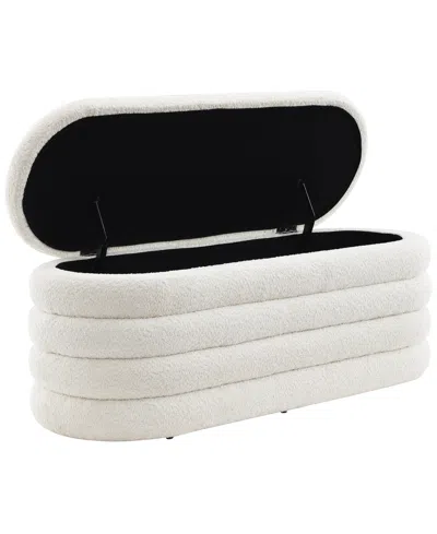 Abbyson Living 19" Wood Cleo Storage Bench Ottoman In Ivory