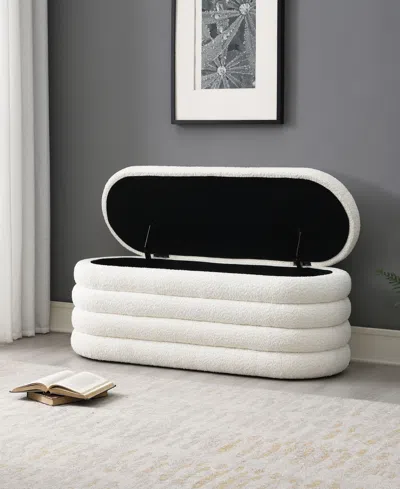 Abbyson Living 19" Wood Cleo Storage Bench Ottoman In Ivory