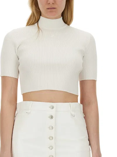 Courrèges Courregès Crop Top In White