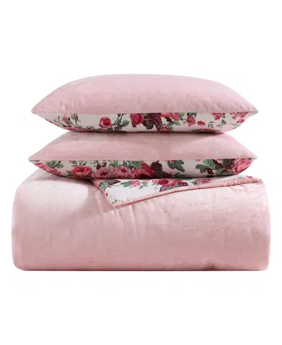 Betsey Johnson Solid Velvet 3-pc. Comforter Set, Full/queen In Sea Pink